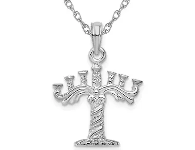 Sterling Silver Polished Menorah Pendant Charm With Chain • $69.95