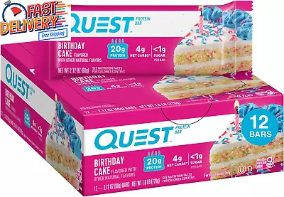 Birthday Cake Protein Bar High Protein Low Carb Keto Friendly 12 Count • $36.56