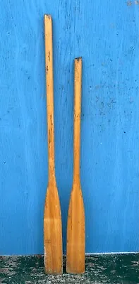 Old Vintage 2 Paddles Wooden Paddle Oars 64  And 56  Long With  GREAT Character • $79.90