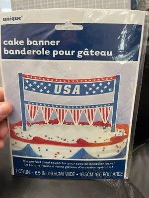 USA Cake Banner 6.5  Decoration 1ct. New!!! • $4