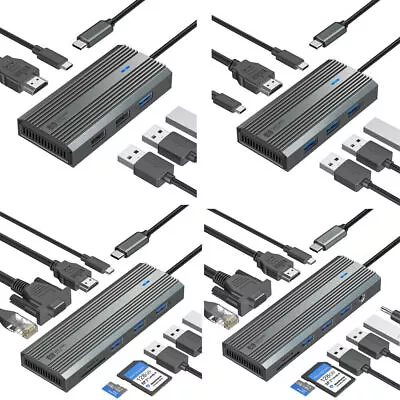 6/8/10 In 1 USB C HUB To 4K HDMI USB 3.0 PD 100W Power Adapter Docking Station • $25.99