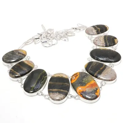 Bumble Bee Jasper Oval Shape Gemstone Ethnic Gifted Necklace Jewelry 18  SR 2104 • $15.99