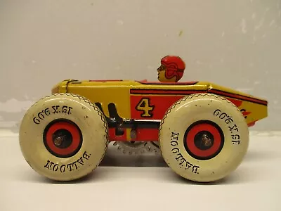 MARX TIN LITHO WINDUP #4 RACER NICE 1940s RACE CAR WITH DRIVER & BALLOON TIRES • $145