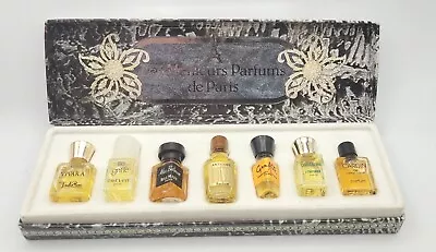 VTG Les Meilleurs Parfums De Paris France 7 Miniature Glass Bottles W/Box • $24.99