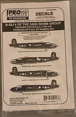 ProModeler B-25J's Of The 345th Bomb Group Decals 1/48 Scale 88100000310  • $12.50