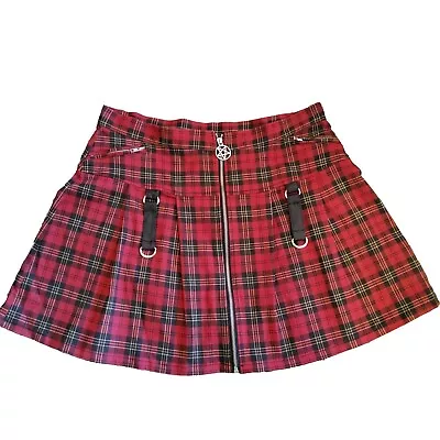 Killstar Women's Mini Skirt Dead Beatz Red Plaid Goth Skirt Size 3XL Punk  • $21