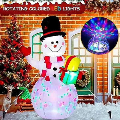 5ft Lighted Outdoor Christmas Snowman Decoration W/ 360°Roating LED Lights Decor • $55.99