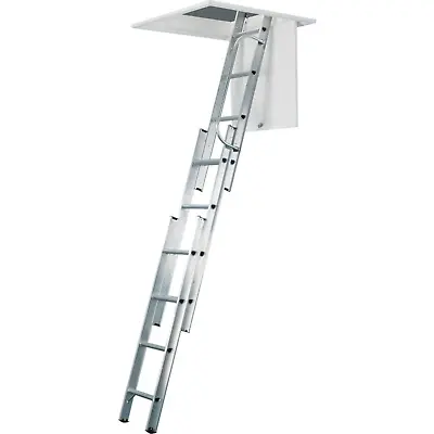 £114.95 • Buy Loft Ladder Stairs With Handrail Folding Small Spaces 3 Section Werner Sturdy UK