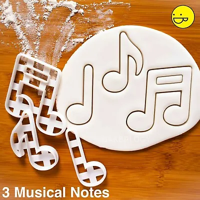 3 Musical Notes Cookie Cutter | Music Birthday Party Topper Baby Shower Musician • £15.82