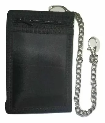 £4.99 • Buy Black Wallet ID Card/Credit Card Holder Trifold Wallet With Security Chain