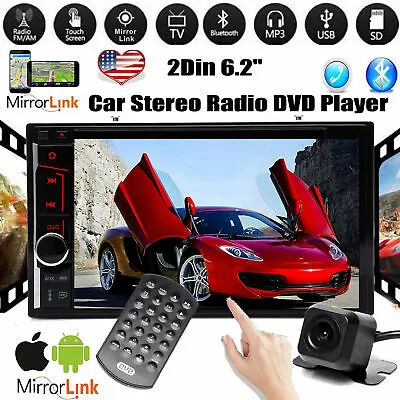 2Din Car Stereo CD DVD Player Touchscreen Radio Bluetooth AM FM USB+Rear Camera • $103.78