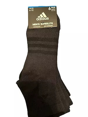 Adidas Men's Superlite 3.0 Quarter Socks Athletic Arch Compression Blk/Grey Lg • $19