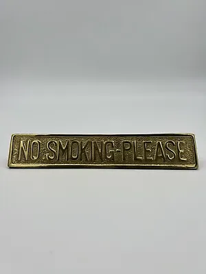 Vintage 1960s Pop Art  No Smoking Please  Brass Paper Weight Desk Sign • $575