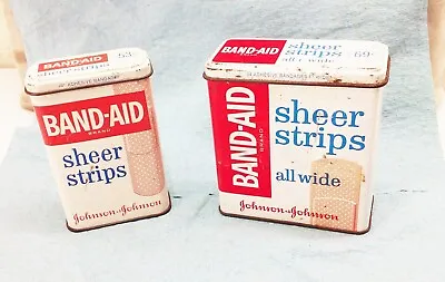 Vtg Band-Aid Tin Metal Box Can Container Sheer Strips 1950s 1960s Advertising • $11.99