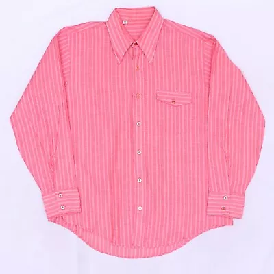 C5492 VTG Men's Striped Long Sleeve Button Up Casual Shirt Size L • $19.99