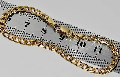 9ct Gold & Silver Children's Girls / Boys Solid Curb Bracelet - 6 Inch • £12.95