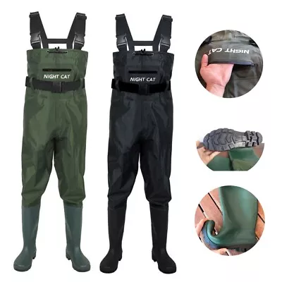 Night Cat All Sizes Outdoor Camping Hunting Wader Fishing Suit W/Boot Waterproof • $51.99