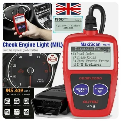 Autel MaxiScan MS309 OBD2 Auto Engine Code Reader Auto Diagnostic Scanner Tool • $24.98