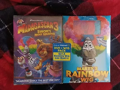 MADAGASCAR 3: Europe's Most Wanted (DVD) With Bonus Rainbow Wig! New / Sealed • $1.99