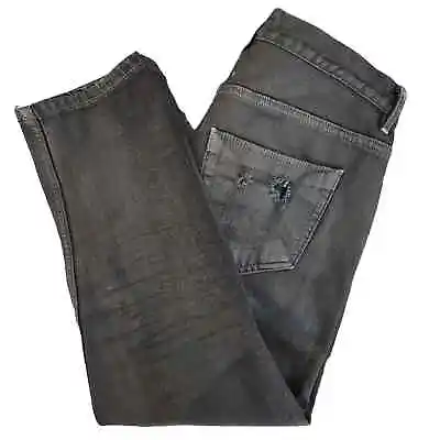 Rick Owens DRKSHDW Torrence Cropped Black Wax Denim Jeans | Men's 30 | FLAWS • $150