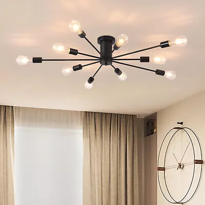 Semi Flush Mount Ceiling Lights 10-Light Sputnik Chandelier Industrial Bedroom • £32.39