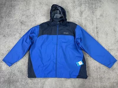 NWT Columbia Jacket Mens 4XLT Blue Waterproof Glennlaker Rain Coat Windbreaker • $35