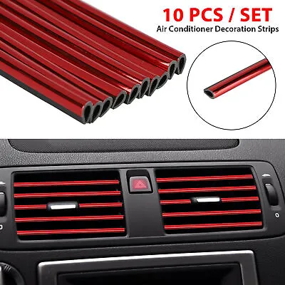 10x Red Car Air Conditioner Outlet Decoration Strip For Car Interior Accessories • $8.79