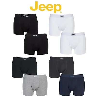 Men's Hipster Trunks Jeep Cotton Plain Fitted In Assorted Colours In 2  Pack Box • £10.99