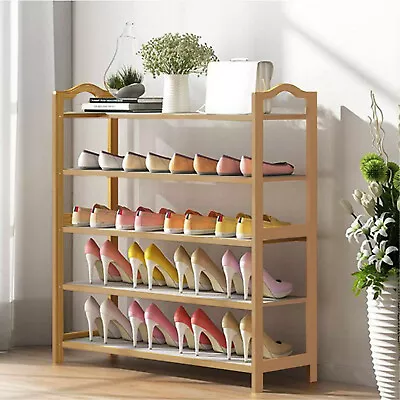 £19.95 • Buy Bamboo Shoe Footwear Rack Organiser Wooden Storage Shelves Stand Shelf Unit