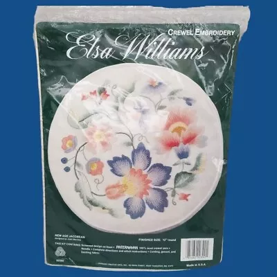 Elsa Williams New Age Jacobean Crewel Embroidery Kit 12  Round Linen & Wool New • $45