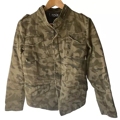 Lapis Utility Jacket Multi Pocket Zip Front Camouflage Camo Long Sleeve Women M • £14.59