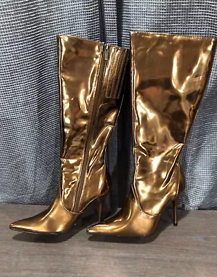 Victoria’s Secret Colin Stuart Sydney Stiletto Knee Boot Metallic Copper Sz 7 • $60