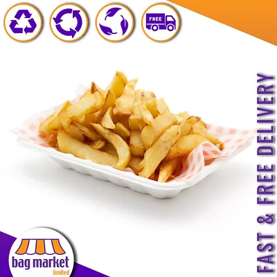 Bagasse Chip Food Takeaway Trays - 5  X 7  - Biodegradable Compostable C2-Deep • £6.99