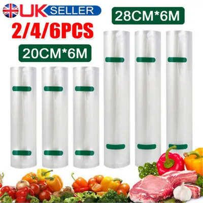 20/28cm Rolls Vacuum Food Sealer Bags Vacum Sealer Dry Wet Pack Bags 1/2/4/6pcs • £7.35