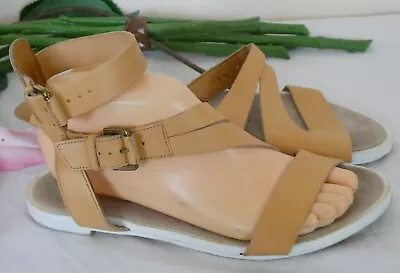 Zara Basic Caramel Leather Open Toe Ankle Strap Sandals 2013 VGC UK5/EU38 • £10