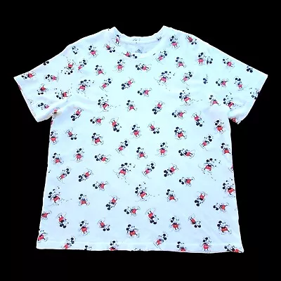 Disney Women's L Shirt All Over Print AOP Mickey Mouse White Top Short Sleeve • $24.99