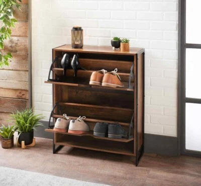£69 • Buy 2 Drawer Shoe Storage Cabinet Cupboard Wooden Shoes Stand Rack With Tabletop 