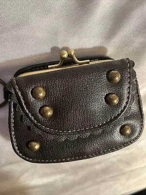 Vintage Wristlet Coin Purse Wallet Mini Bag - Brown Snap Closure • $24.99