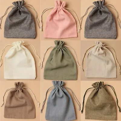 Pack Of 12 Linen Cotton Jute Drawstring Gift Bags Wholesale Jewellery Bags • £6.99