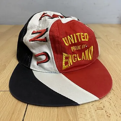 Vintage Manchester United Pride Of England SnapBack Hat Black Red Football Cap • £14.99