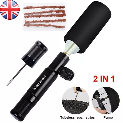 WEST BIKING 2 In 1 Mini Bike Pump CO2 Inflator Bicycle Presta & Schrader Valve • £13.99