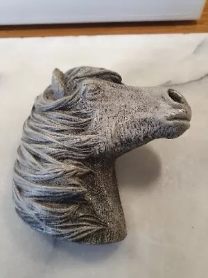 Stone Horse Head Statue Wall Plaque H6  X W5  Vgc • £15