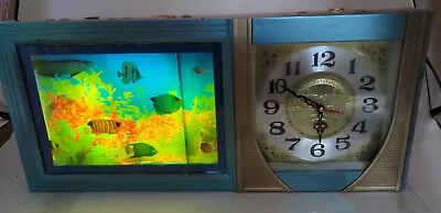 Rare Vintage Backlit Moving Fish Underwater Wall Clock Background Lightup • $179.79