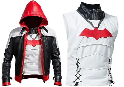 Men's Batman Arkham Nights Jacket + Vest Real Leather Biker Fashion Model Jacket • $80.99