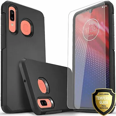 For SAMSUNG GALAXY A10E Phone Case Dual Layers Cover+ Tempered Glass Screen • $8.99