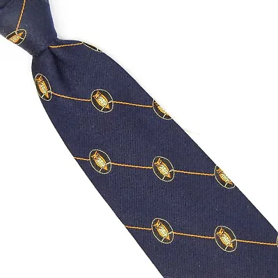 VTG Jos A Bank Mens Silk Polyester Necktie Blue Gold Owl English Club Skinny Tie • $21.99