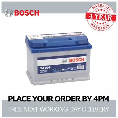 Bosch S4008 Car Battery 12V Sealed Calcium 4 Yr Warranty Type 096 • £89.80