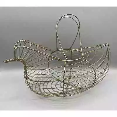 Vintage Primitive Chicken Hen Shaped Wire Mesh Egg Basket Farm House Decor • $14.99