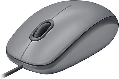 Logitech Wired USB Mouse Silent Buttons Comfortable Full-Size Use Design • £17.68