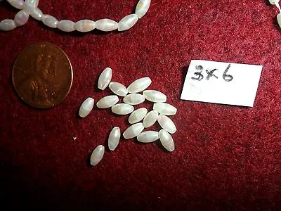 3 X 6 Mm Simulated White Oat Pearl Beads 60  (loose) - Made In Japan - Vintage • $4.99